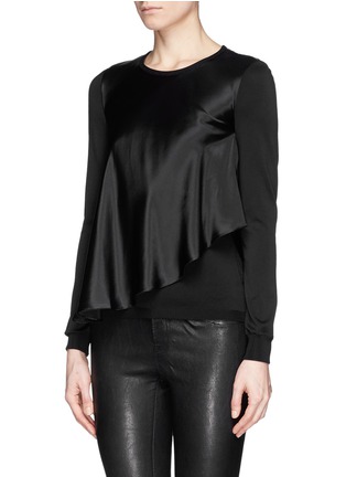 Front View - Click To Enlarge - GIVENCHY - Silk satin drape knit top