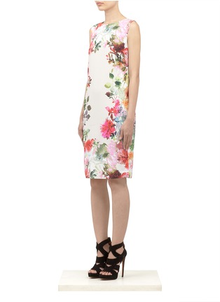 Front View - Click To Enlarge - ST. JOHN - Stretch-silk floral-printed dress