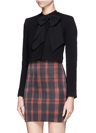 Front View - Click To Enlarge - ALICE & OLIVIA - High-low hem bow cropped blazer