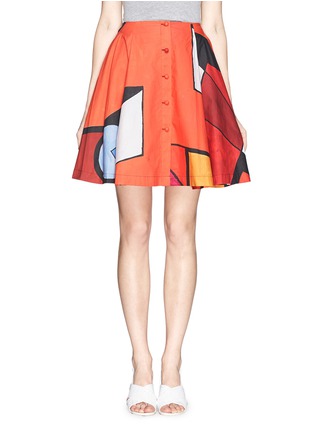 Main View - Click To Enlarge - CHICTOPIA - Geometric print button front skirt