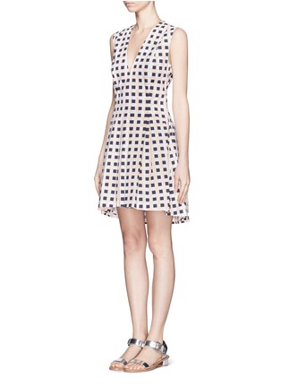 Front View - Click To Enlarge - THAKOON - Sleeveless V-neck checker print dress