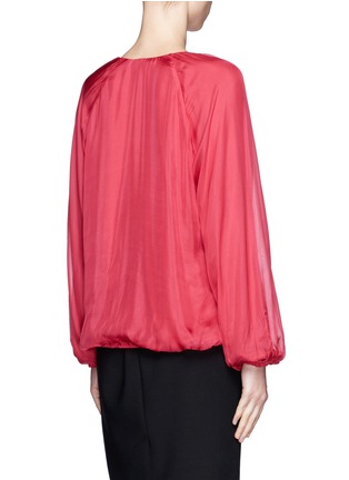 Back View - Click To Enlarge - LANVIN - Silk overlay floral appliqué long-sleeve top
