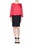 Figure View - Click To Enlarge - LANVIN - Silk overlay floral appliqué long-sleeve top