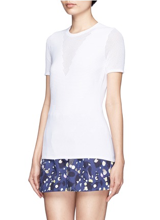 Front View - Click To Enlarge - 3.1 PHILLIP LIM - Mesh insert short-sleeve knitted top
