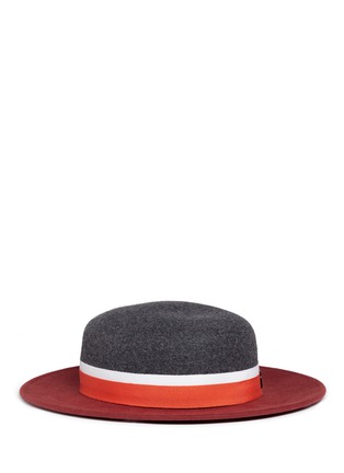Main View - Click To Enlarge - MAISON MICHEL - 'Rod' colourblock rabbit furfelt canotier hat