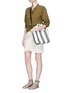 Front View - Click To Enlarge - TRUSS - Small stripe woven PVC crossbody tote