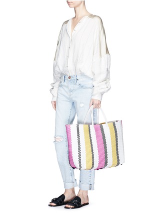Figure View - Click To Enlarge - TRUSS - Large stripe woven PVC tote