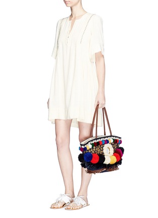 Figure View - Click To Enlarge - FIGUE - 'Zena Tuk Tuk' pompom and ethnic coin canvas tote