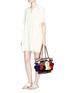 Figure View - Click To Enlarge - FIGUE - 'Zena Tuk Tuk' pompom and ethnic coin canvas tote