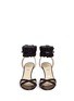 Front View - Click To Enlarge - ALEXANDER WHITE - 'Ines' ruffle elaphe trim suede sandals