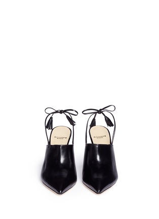 Front View - Click To Enlarge - ALEXANDER WHITE - 'Issey' tassel slingback leather mules