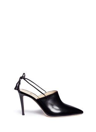 Main View - Click To Enlarge - ALEXANDER WHITE - 'Issey' tassel slingback leather mules
