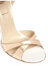 Detail View - Click To Enlarge - ALEXANDER WHITE - 'Ines' ruffle elaphe trim mirror leather sandals