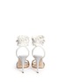 Back View - Click To Enlarge - ALEXANDER WHITE - 'Ines' ruffle elaphe trim mirror leather sandals