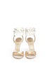 Front View - Click To Enlarge - ALEXANDER WHITE - 'Ines' ruffle elaphe trim mirror leather sandals