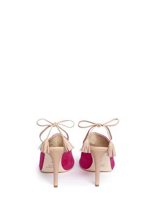 Back View - Click To Enlarge - ALEXANDER WHITE - 'Issey' tassel slingback suede mules
