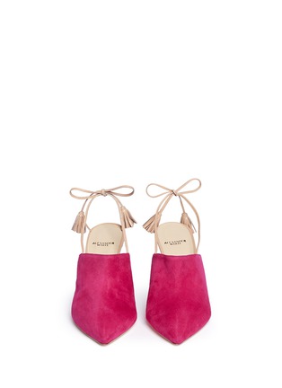 Front View - Click To Enlarge - ALEXANDER WHITE - 'Issey' tassel slingback suede mules