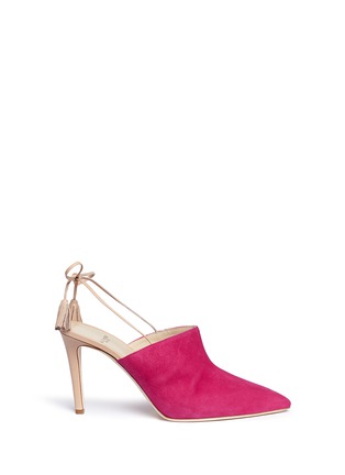 Main View - Click To Enlarge - ALEXANDER WHITE - 'Issey' tassel slingback suede mules