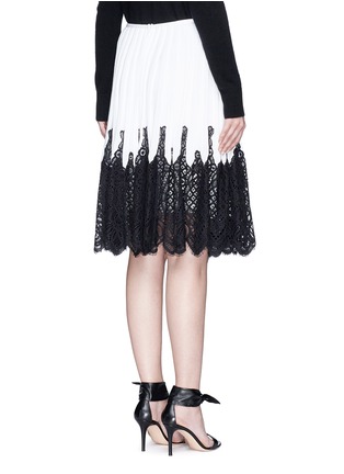 Back View - Click To Enlarge - OSCAR DE LA RENTA - Eyelash guipure lace pleated knit skirt