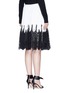 Back View - Click To Enlarge - OSCAR DE LA RENTA - Eyelash guipure lace pleated knit skirt