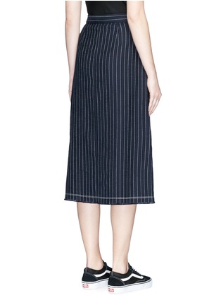 Back View - Click To Enlarge - T BY ALEXANDER WANG - Stripe slit front raw edge skirt