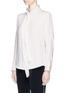 Front View - Click To Enlarge - COMME MOI - Zigzag topstitched crepe shirt
