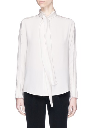 Main View - Click To Enlarge - COMME MOI - Zigzag topstitched crepe shirt