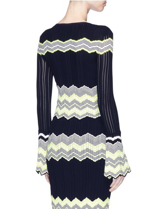 Back View - Click To Enlarge - COMME MOI - Zigzag stripe split cuff sweater