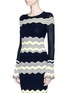 Front View - Click To Enlarge - COMME MOI - Zigzag stripe split cuff sweater