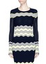 Main View - Click To Enlarge - COMME MOI - Zigzag stripe split cuff sweater