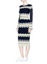 Figure View - Click To Enlarge - COMME MOI - Zigzag stripe split cuff sweater