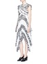 Figure View - Click To Enlarge - PROENZA SCHOULER - Asymmetric leopard print pleated cloqué seersucker dress