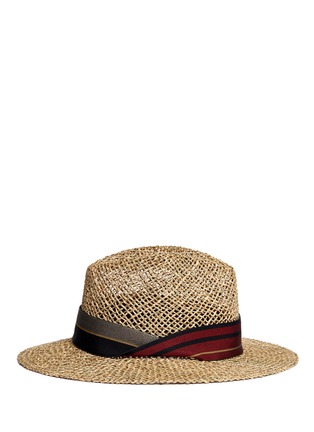 Figure View - Click To Enlarge - LANVIN - Contrast grosgrain trim straw hat