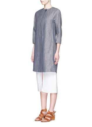 Front View - Click To Enlarge - THEORY - 'Ellinor' linen chambray coat