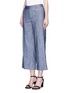 Front View - Click To Enlarge - THEORY - 'Livdale' linen chambray cropped wide leg pants