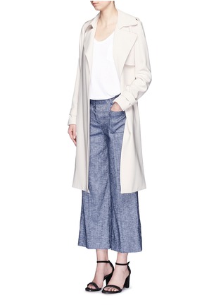 Figure View - Click To Enlarge - THEORY - 'Livdale' linen chambray cropped wide leg pants