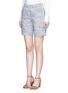 Front View - Click To Enlarge - THEORY - 'Figamore' plaid linen blend shorts