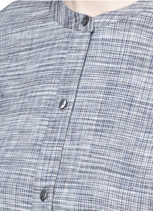 Detail View - Click To Enlarge - THEORY - 'Kalsentra' collarless linen blend shirt