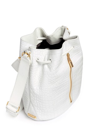 Detail View - Click To Enlarge - ELIZABETH AND JAMES - 'Cynnie Bucket' croc effect leather bucket bag