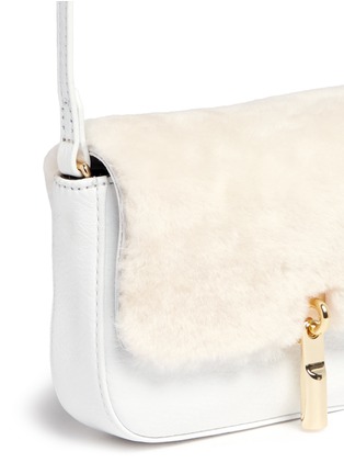 Detail View - Click To Enlarge - ELIZABETH AND JAMES - 'Cynnie Nano' shearling leather crossbody bag