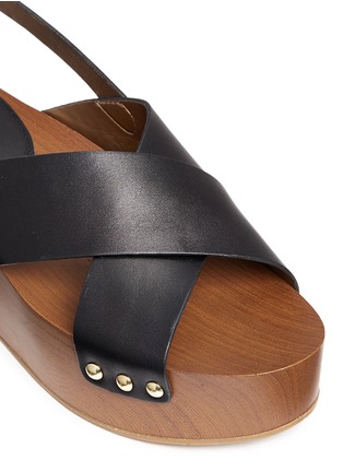 Detail View - Click To Enlarge - SAM EDELMAN - 'Bentlee' leather wooden clog platform sandals