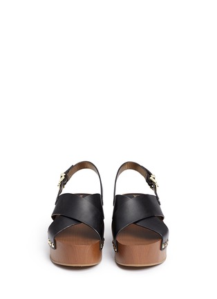 Front View - Click To Enlarge - SAM EDELMAN - 'Bentlee' leather wooden clog platform sandals