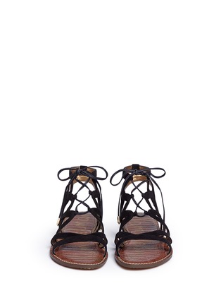 Front View - Click To Enlarge - SAM EDELMAN - 'Gemma' caged suede lace-up sandals
