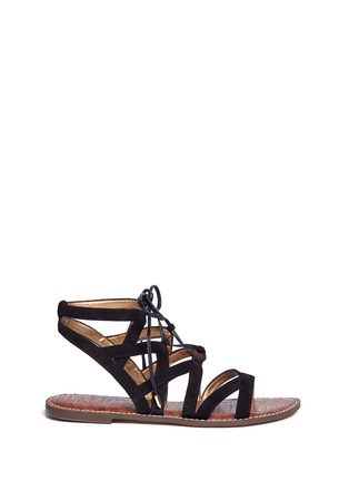 Main View - Click To Enlarge - SAM EDELMAN - 'Gemma' caged suede lace-up sandals