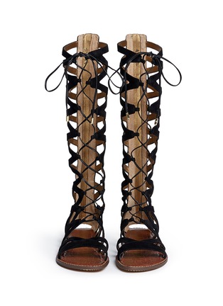 Front View - Click To Enlarge - SAM EDELMAN - 'Gena' caged suede gladiator sandals