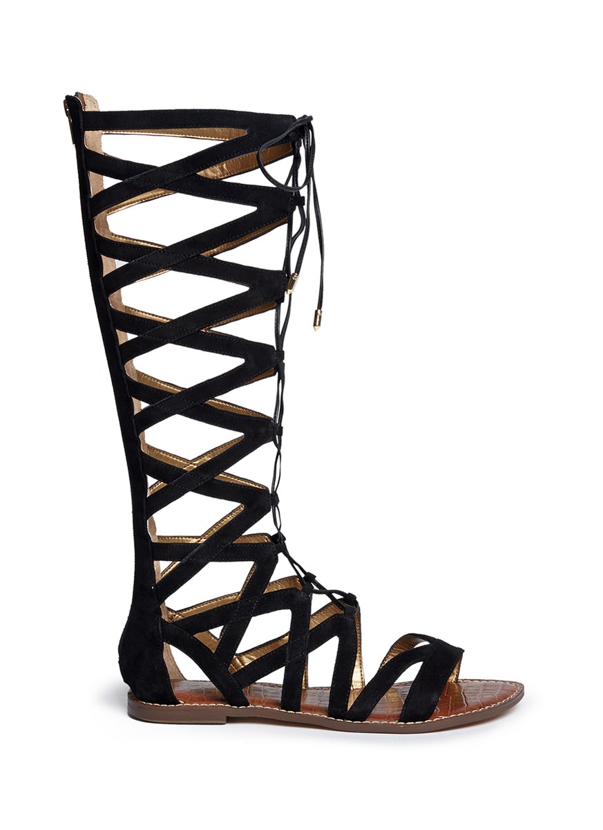 Sam Edelman 'gena' Caged Suede Gladiator Sandals In Black | ModeSens