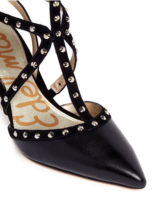 Detail View - Click To Enlarge - SAM EDELMAN - 'Ocie' stud suede caged leather pumps