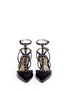 Front View - Click To Enlarge - SAM EDELMAN - 'Ocie' stud suede caged leather pumps