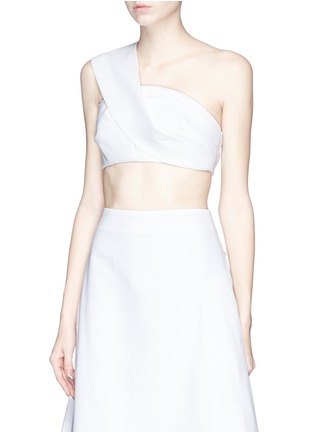 Front View - Click To Enlarge - DELPOZO - Double poplin geometric bandeau top