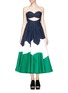 Main View - Click To Enlarge - DELPOZO - Cutout bodice colourblock double poplin dress